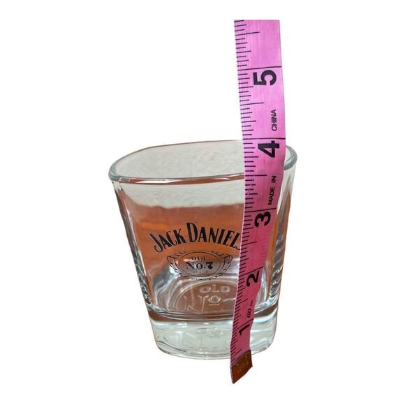 JACK DANIELS Whiskey SQUARE ROCKS Lowball Glasses Old No. 7 logo Set Of 2 - Picture 3 of 7